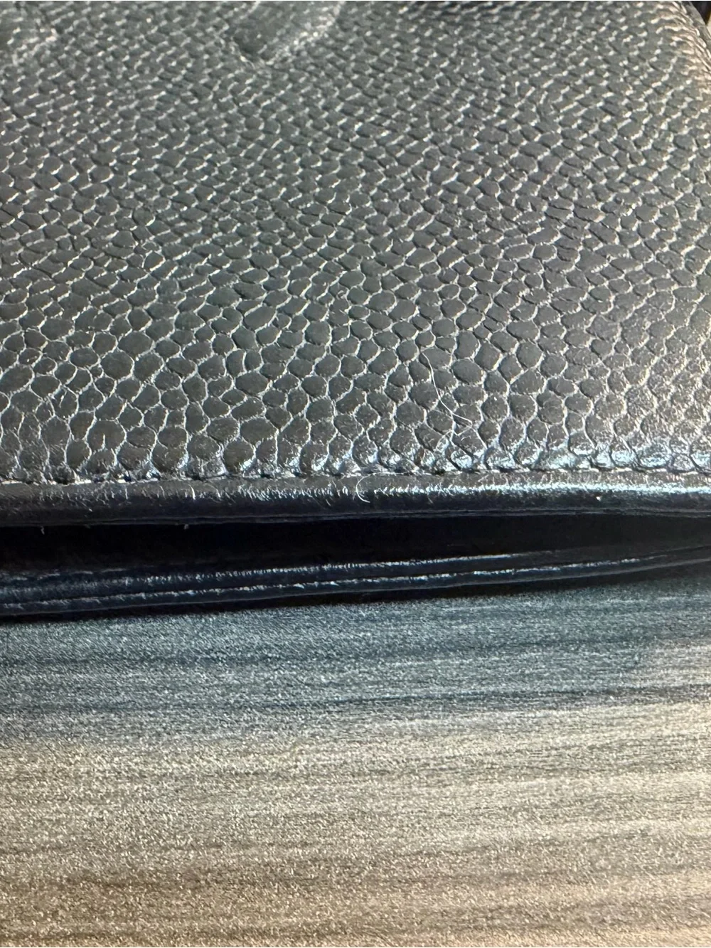 CHANEL Black Quilted Leather  Wallet   with Embossed Logo